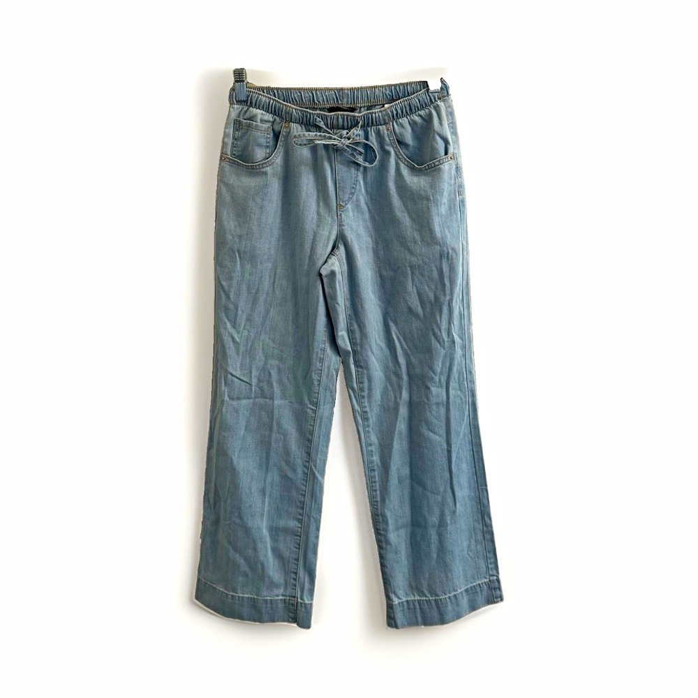 Banana Republic Wide-Leg Mid Rise Light Wash Denim Jeans Elastic Waist PXXS